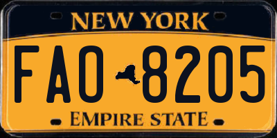 NY license plate FAO8205