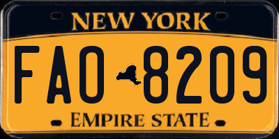 NY license plate FAO8209