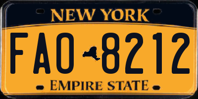 NY license plate FAO8212