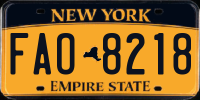 NY license plate FAO8218
