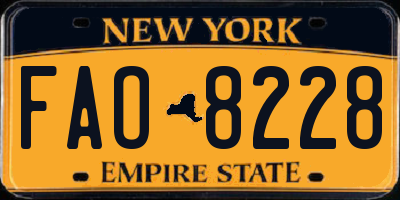 NY license plate FAO8228