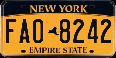 NY license plate FAO8242