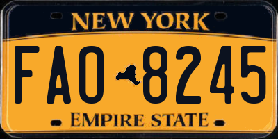 NY license plate FAO8245