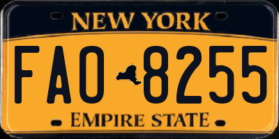 NY license plate FAO8255