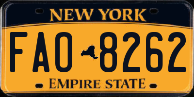 NY license plate FAO8262
