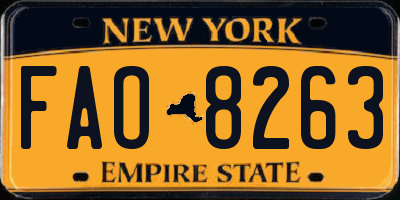 NY license plate FAO8263