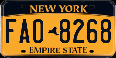 NY license plate FAO8268