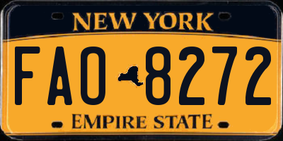 NY license plate FAO8272