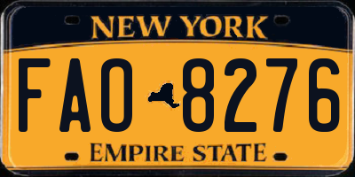 NY license plate FAO8276