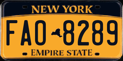 NY license plate FAO8289