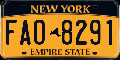 NY license plate FAO8291