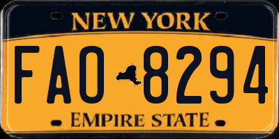 NY license plate FAO8294