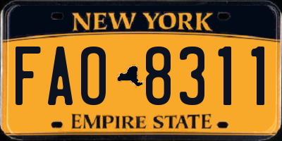 NY license plate FAO8311
