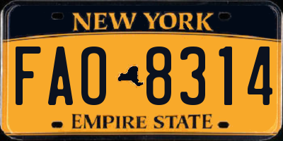NY license plate FAO8314
