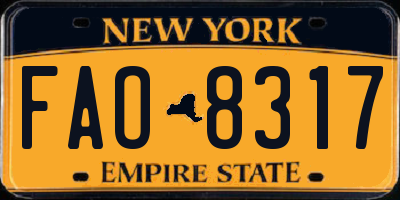 NY license plate FAO8317