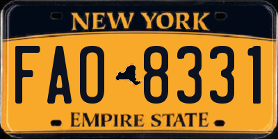 NY license plate FAO8331