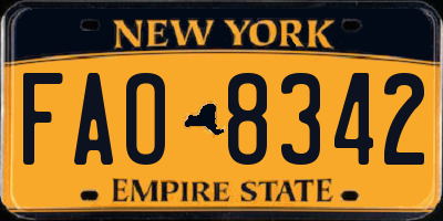 NY license plate FAO8342