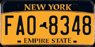 NY license plate FAO8348