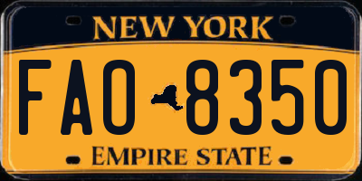 NY license plate FAO8350