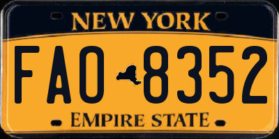 NY license plate FAO8352