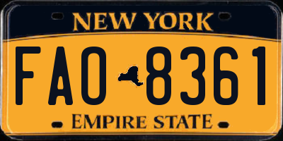 NY license plate FAO8361