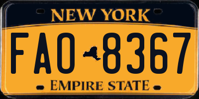 NY license plate FAO8367