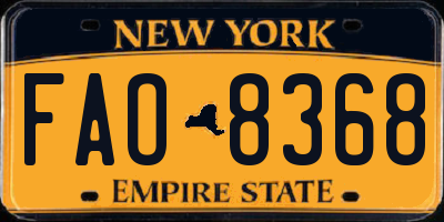 NY license plate FAO8368
