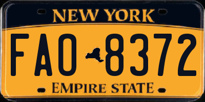 NY license plate FAO8372