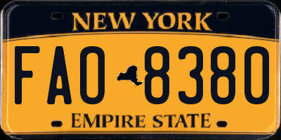 NY license plate FAO8380