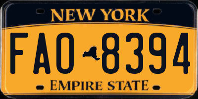 NY license plate FAO8394