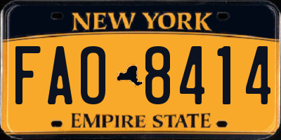 NY license plate FAO8414