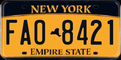 NY license plate FAO8421