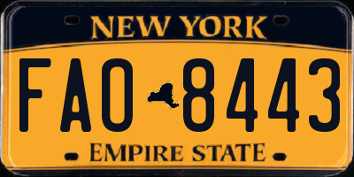 NY license plate FAO8443