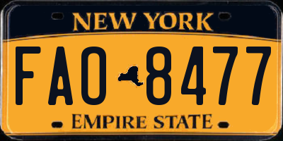 NY license plate FAO8477