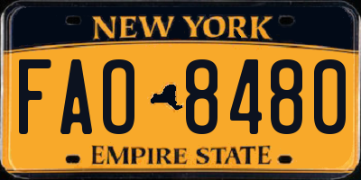 NY license plate FAO8480