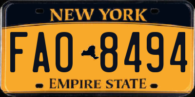 NY license plate FAO8494