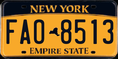 NY license plate FAO8513