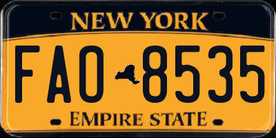 NY license plate FAO8535