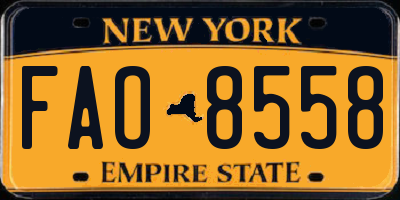 NY license plate FAO8558