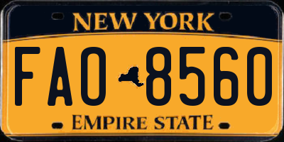 NY license plate FAO8560