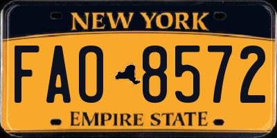 NY license plate FAO8572