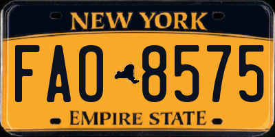 NY license plate FAO8575