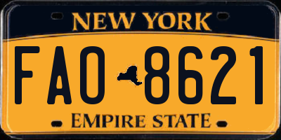 NY license plate FAO8621