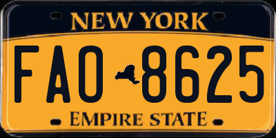 NY license plate FAO8625