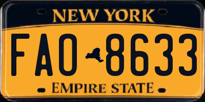 NY license plate FAO8633