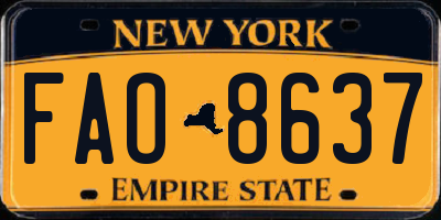 NY license plate FAO8637