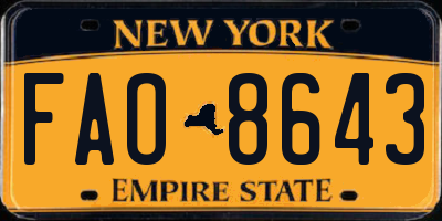 NY license plate FAO8643