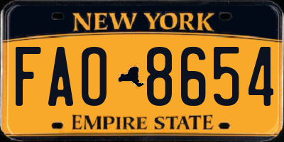 NY license plate FAO8654