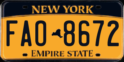 NY license plate FAO8672