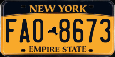 NY license plate FAO8673